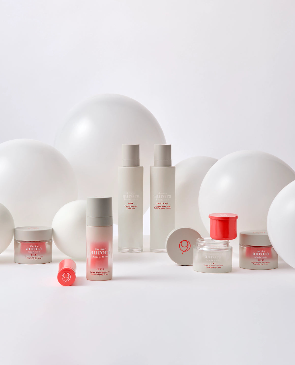 The Nine Aurora day ritual photoshoot visual — skin longevity skincare