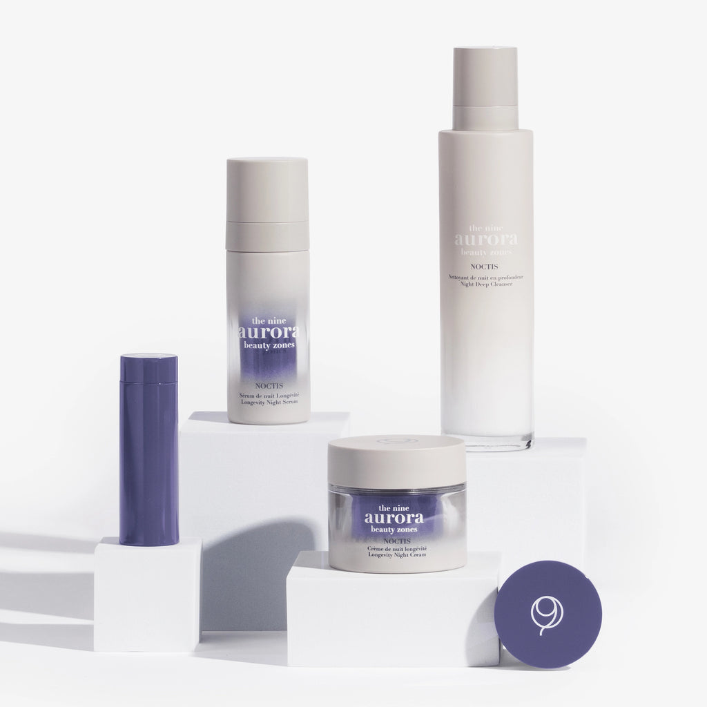 The Nine Aurora night set — product set group shot on white, original photoshoot