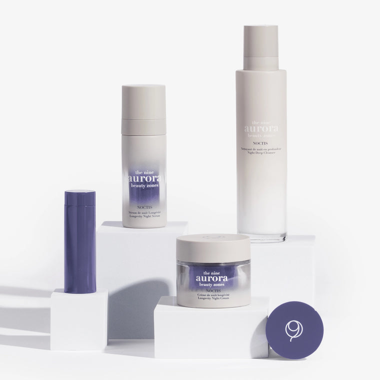 The Nine Aurora night set — product set group shot on white, original photoshoot
